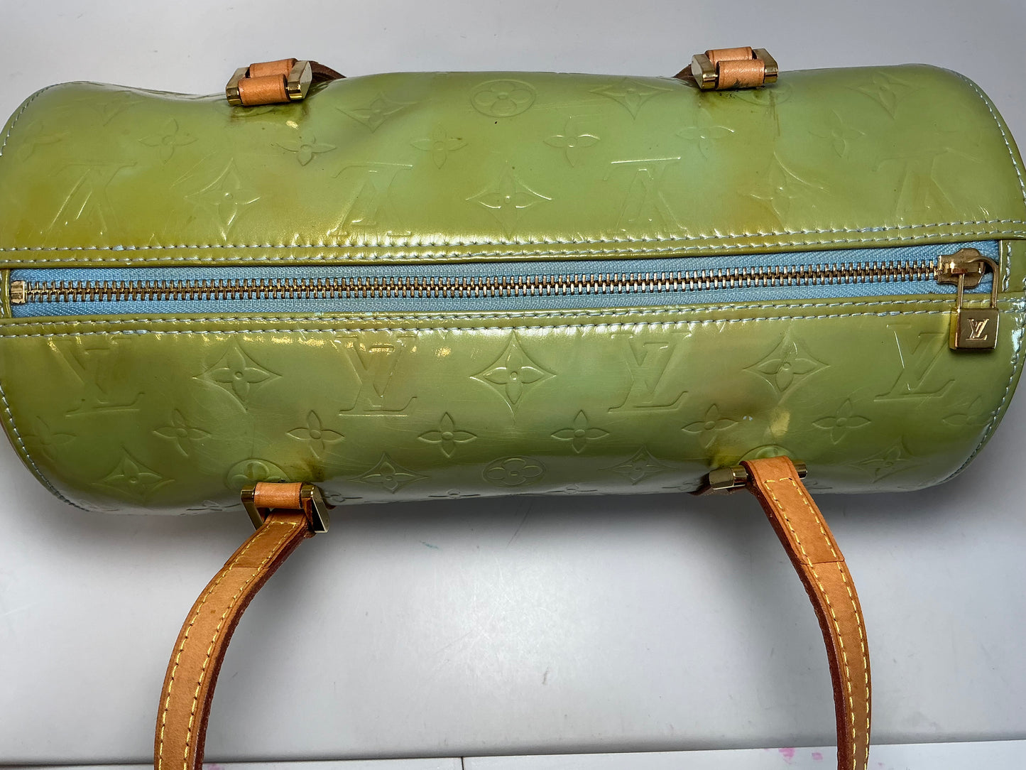 Louis Vuitton Vernis Green Monogram Papillon Bedford Bag w/Vachetta Leather