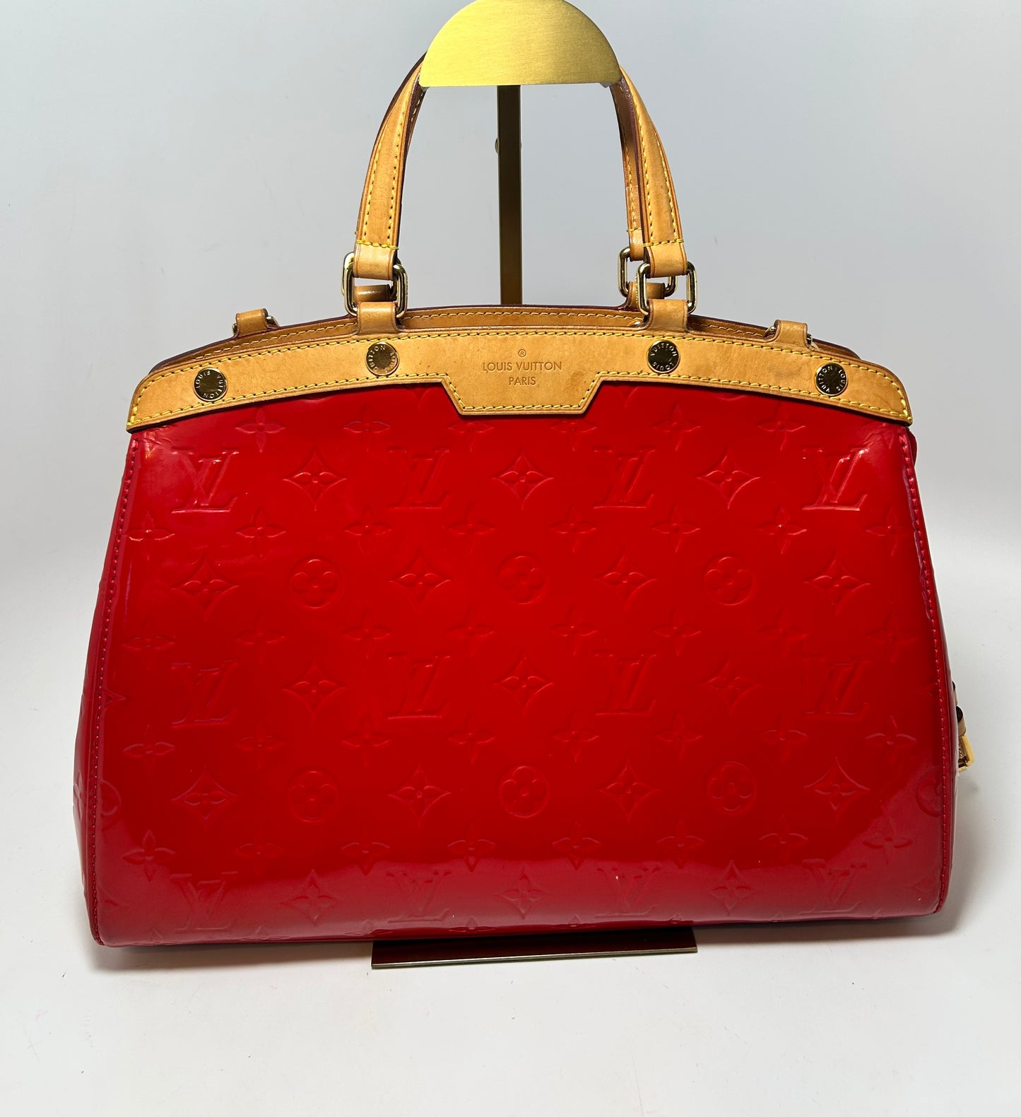 Louis Vuitton Brea MM Rose Red Vernis Leather Bag/Shoulder Bag