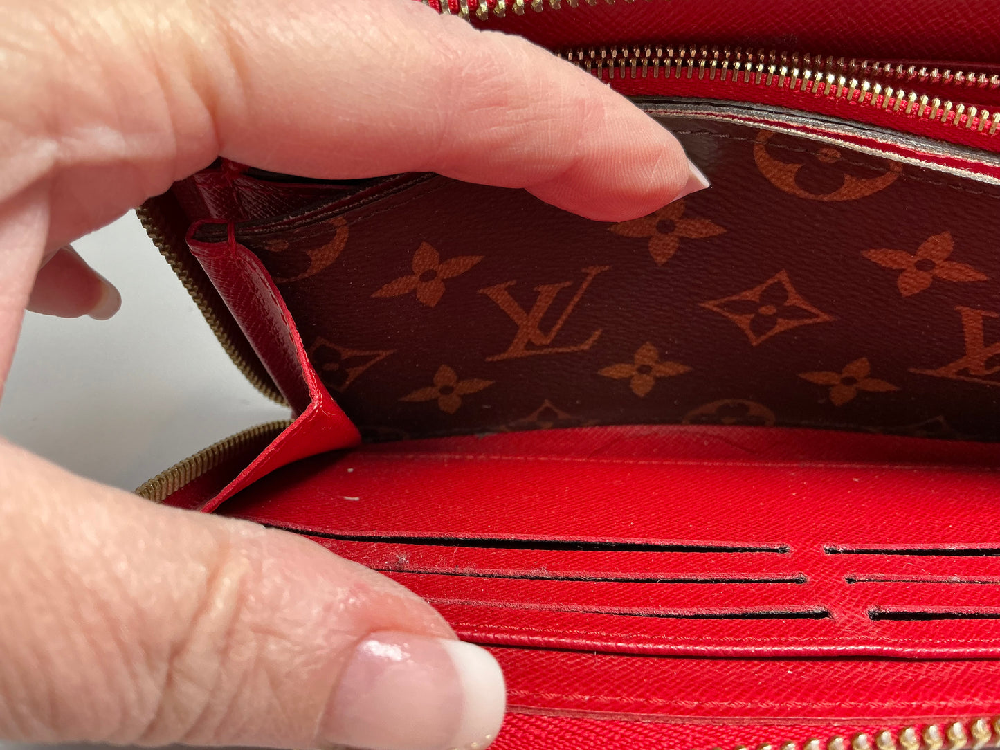 Louis Vuitton Retiro Monogram & Red Leather Wallet