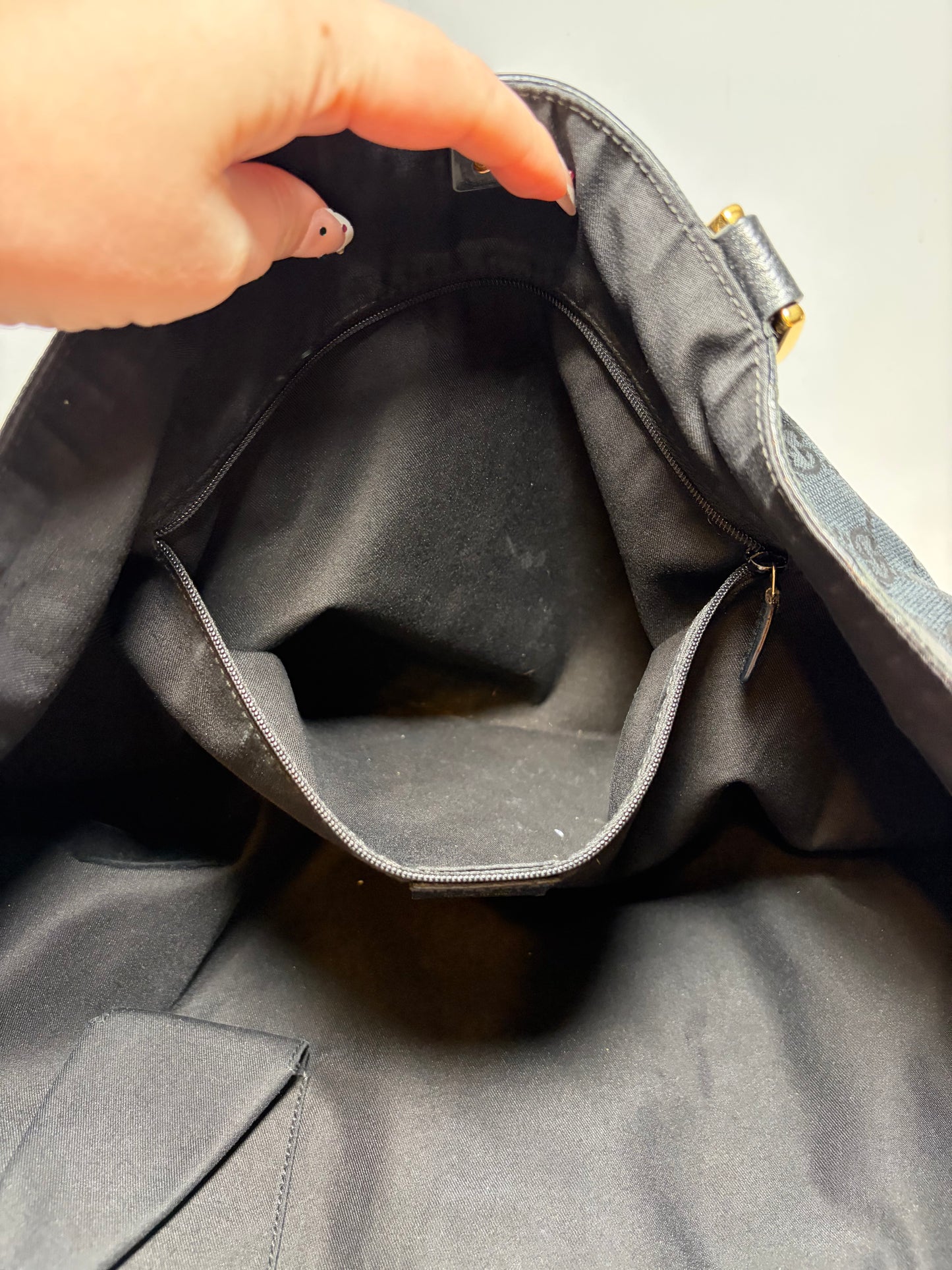 Gucci Abbey Black Canvas & Leather Tote/Shoulder Bag