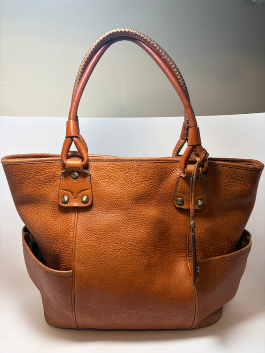 Burberry Large Pebbled Leather Tote W/Plaid Check Interior