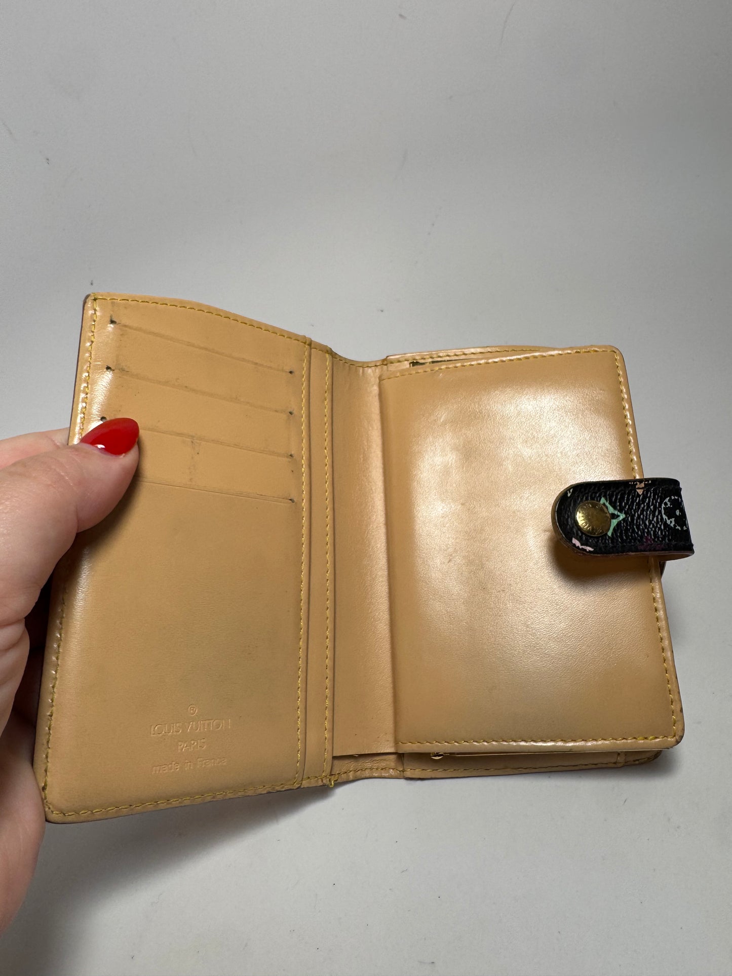 Louis Vuitton Black Multicolor Murakami French Purse Kiss Lock Wallet