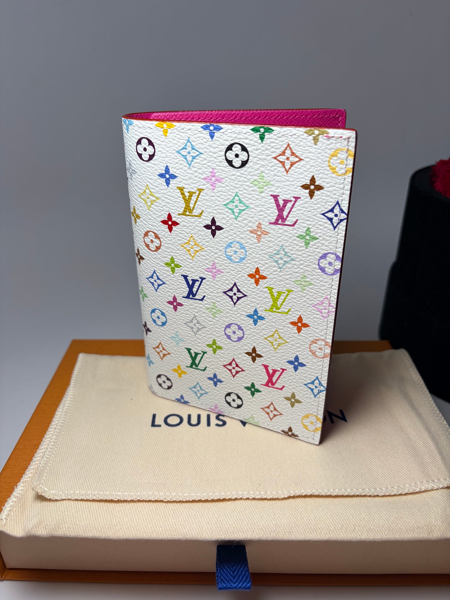 Louis Vuitton LV x TM Passport Cover White Multicolor w/Hot Pink Interior, Made in France NWT