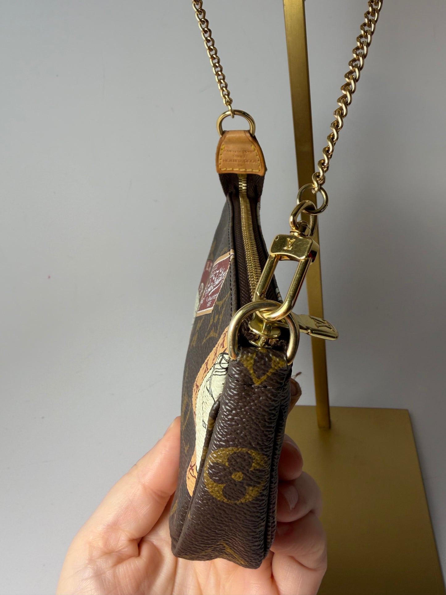 Louis Vuitton Monogram Patches Mini Pochette with Chain & COA
