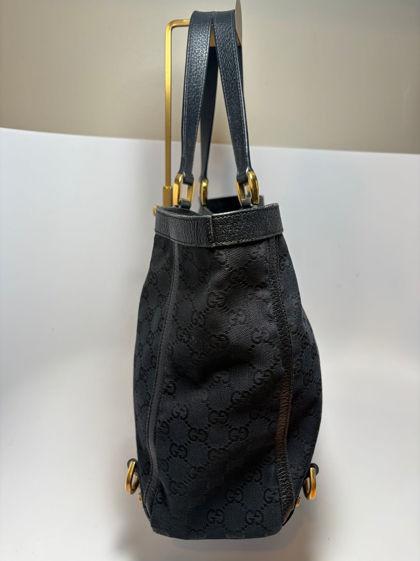 Gucci Abbey Black Canvas & Leather Tote/Shoulder Bag