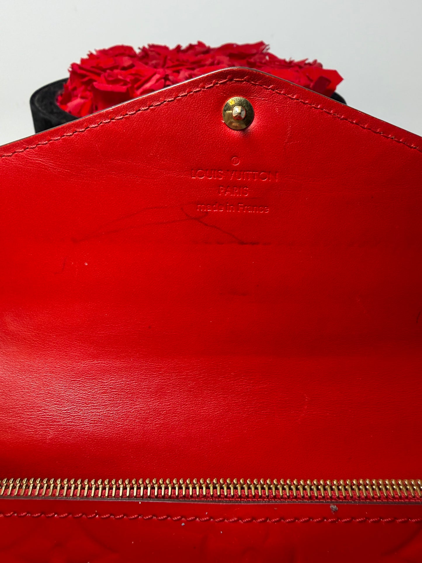 Louis Vuitton Cherry Red Vernis Leather Sarah Wallet