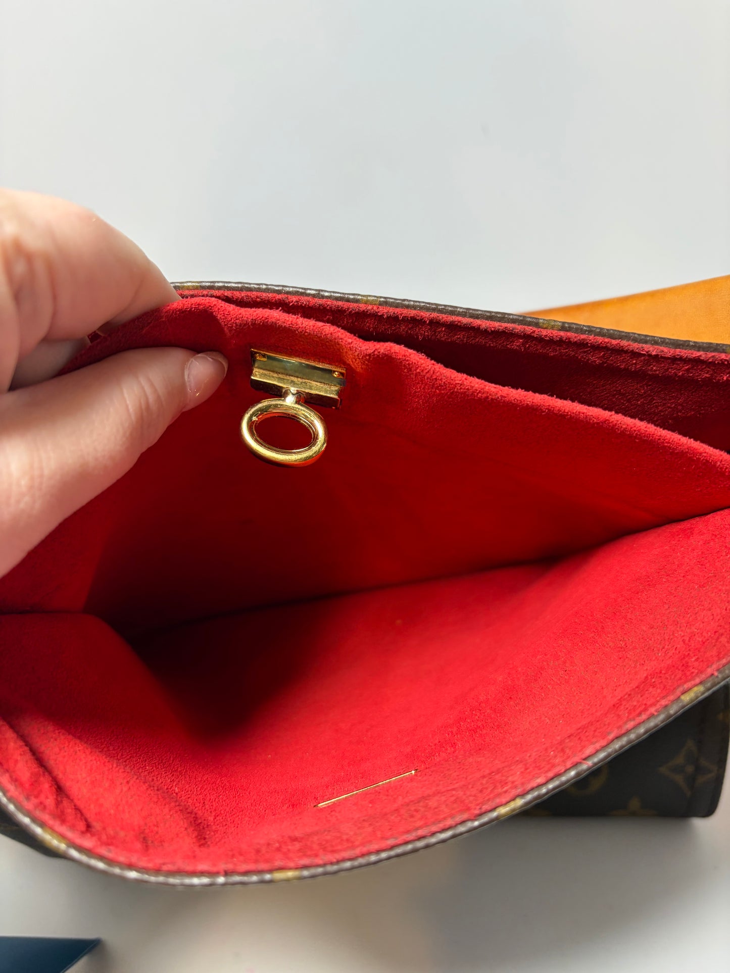 Louis Vuitton Gaia Brown Monogram Shoulder Bag w/Red Leather