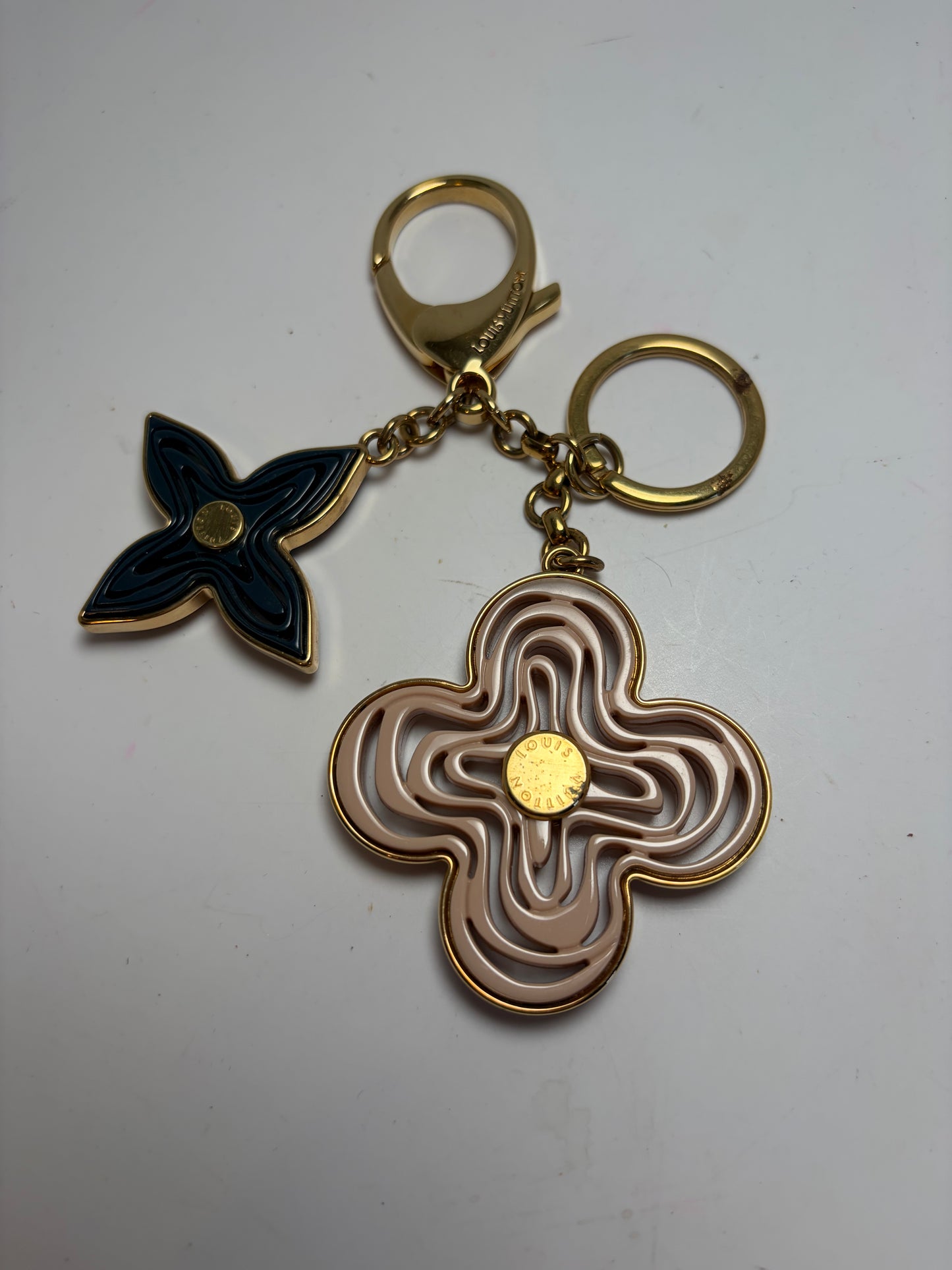 Louis Vuitton Resin Naïf Flower Pink, Black & Gold Bag Charm w/box