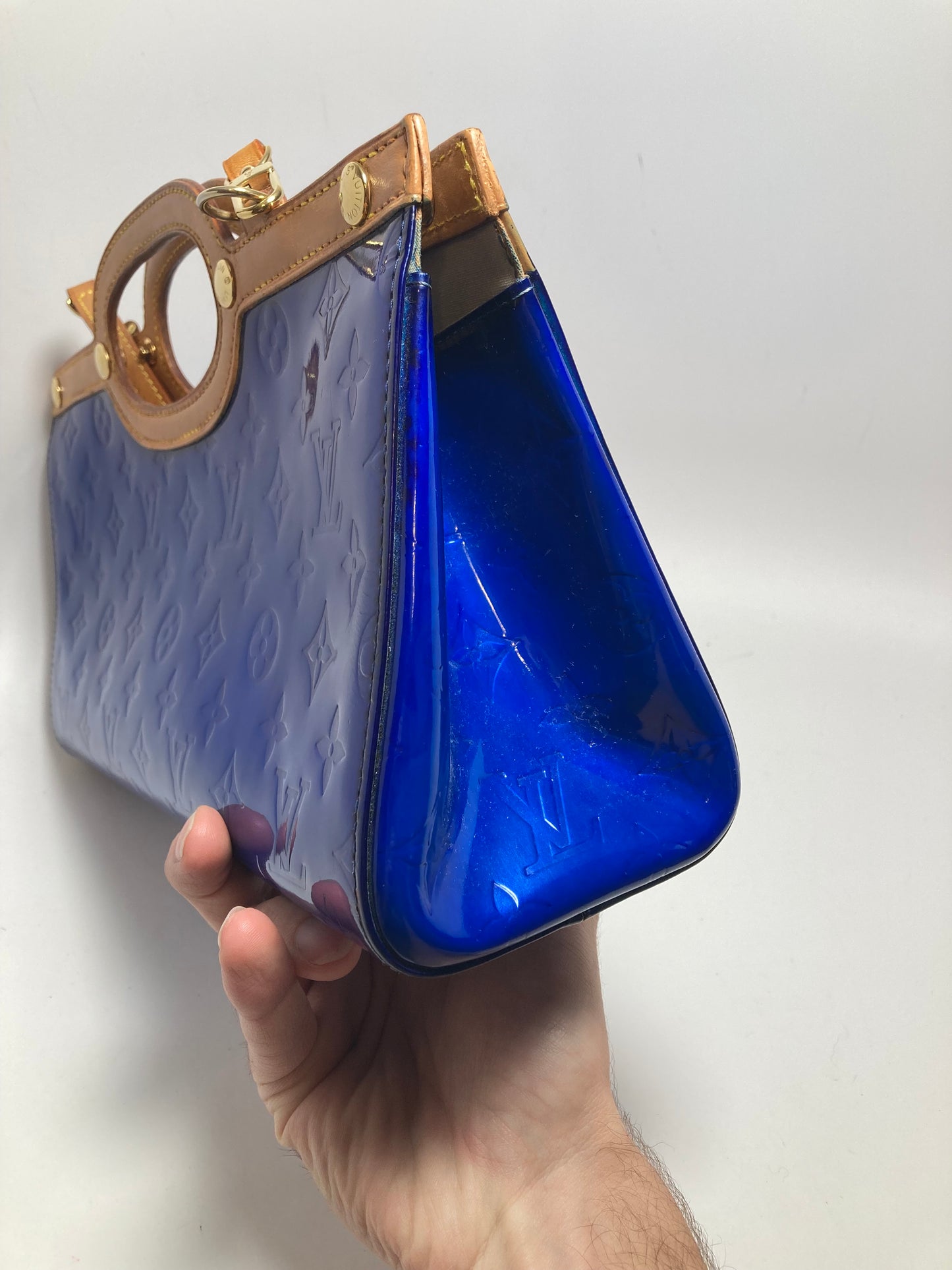 Louis Vuitton Roxbury Drive Cobalt Blue Vernis Leather w/Shoulder Strap
