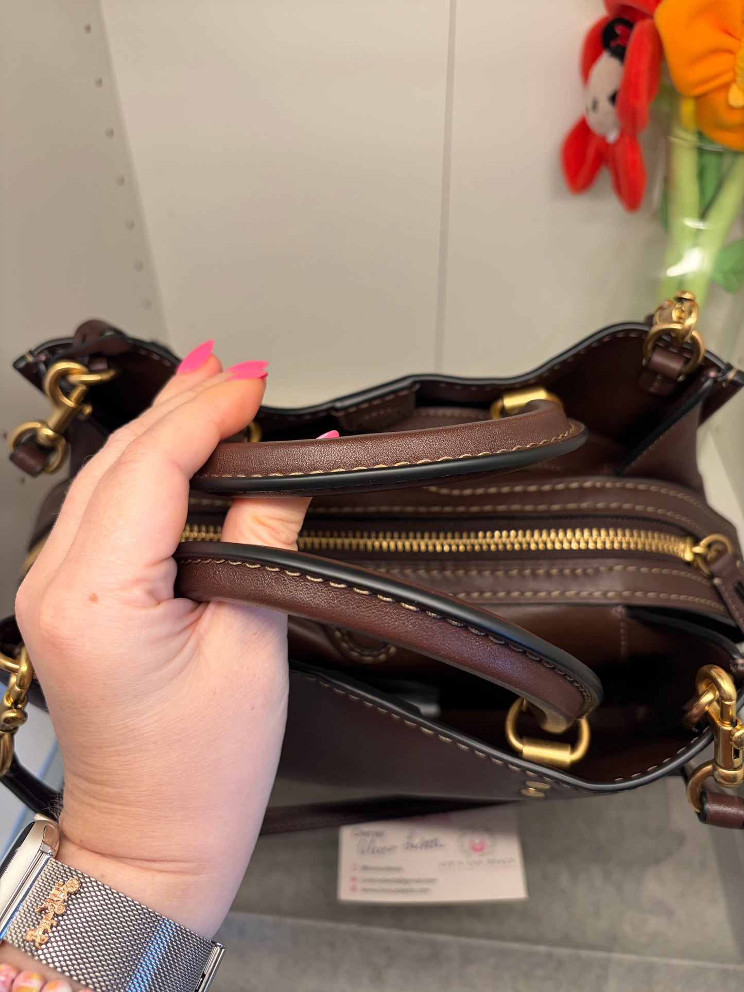 Coach Rogue 31 Maple & Brass w/shoulder straps, crossbody strap & dust bag- Like New