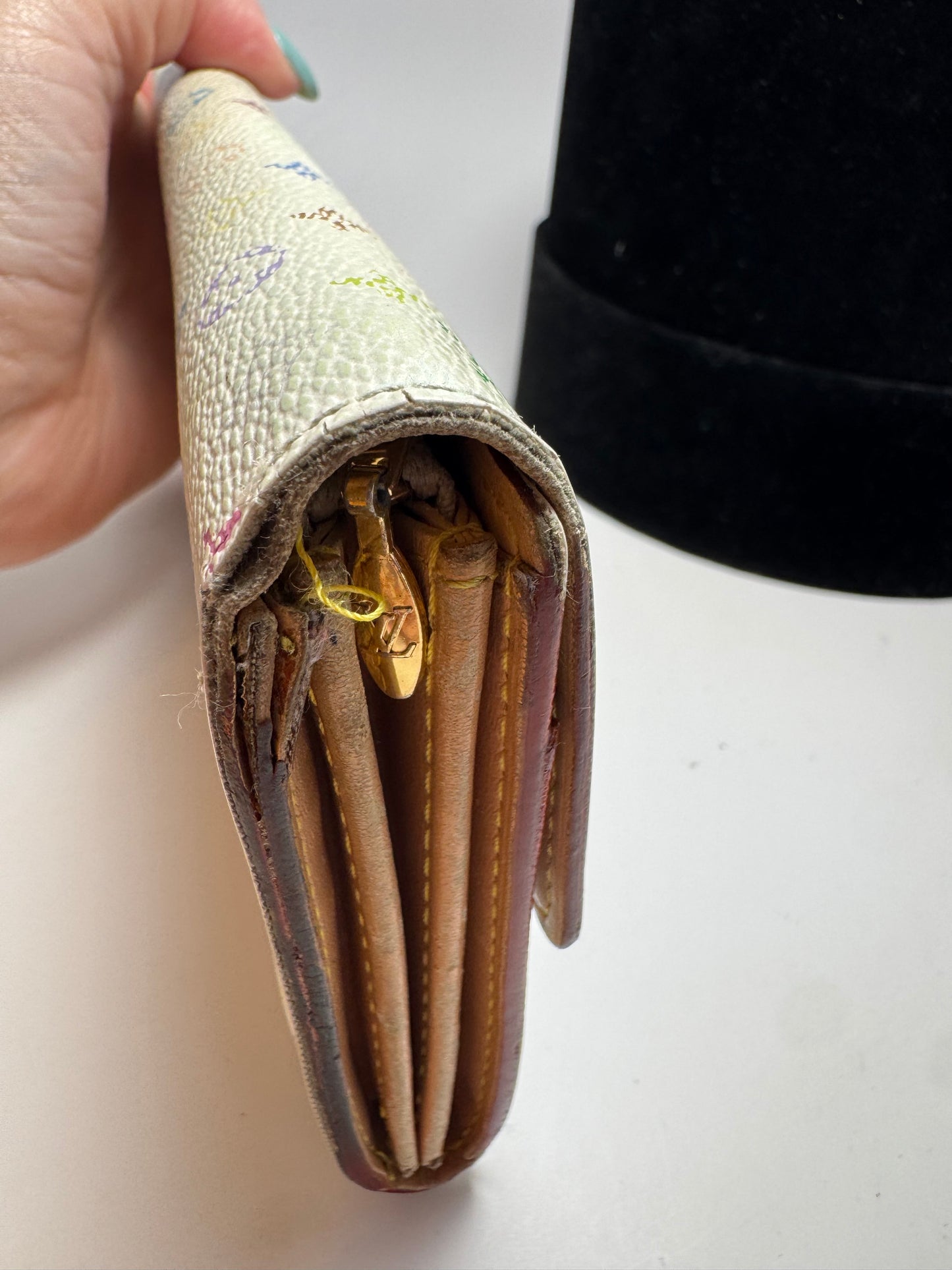 Louis Vuitton Sarah White Multicolor Wallet- FAIR condition