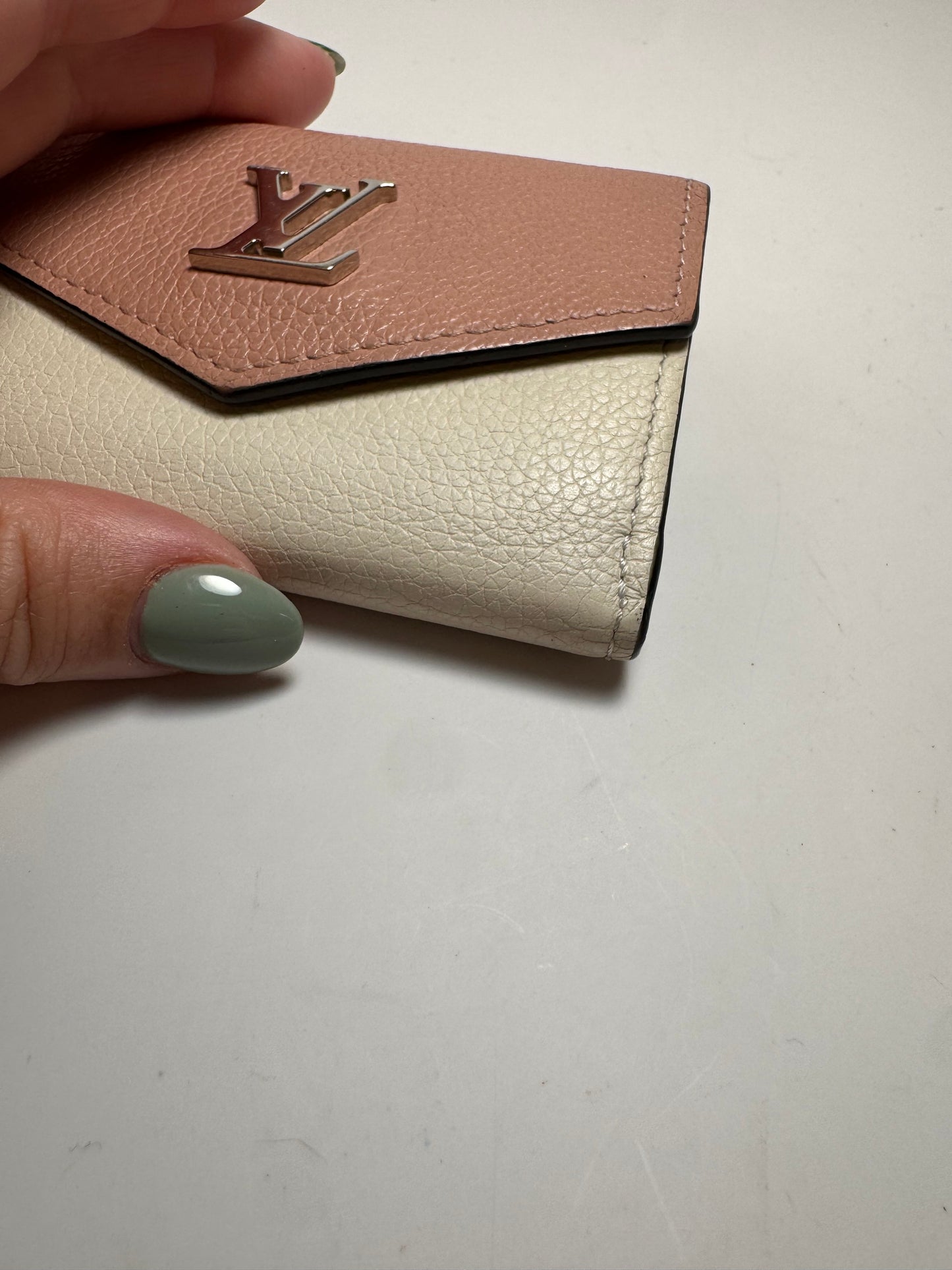 Louis Vuitton Calfskin Lockmini Wallet Rose Ballerine Maito White Black