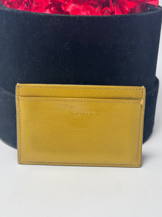 Saint Laurent Gold Leather Card Holder