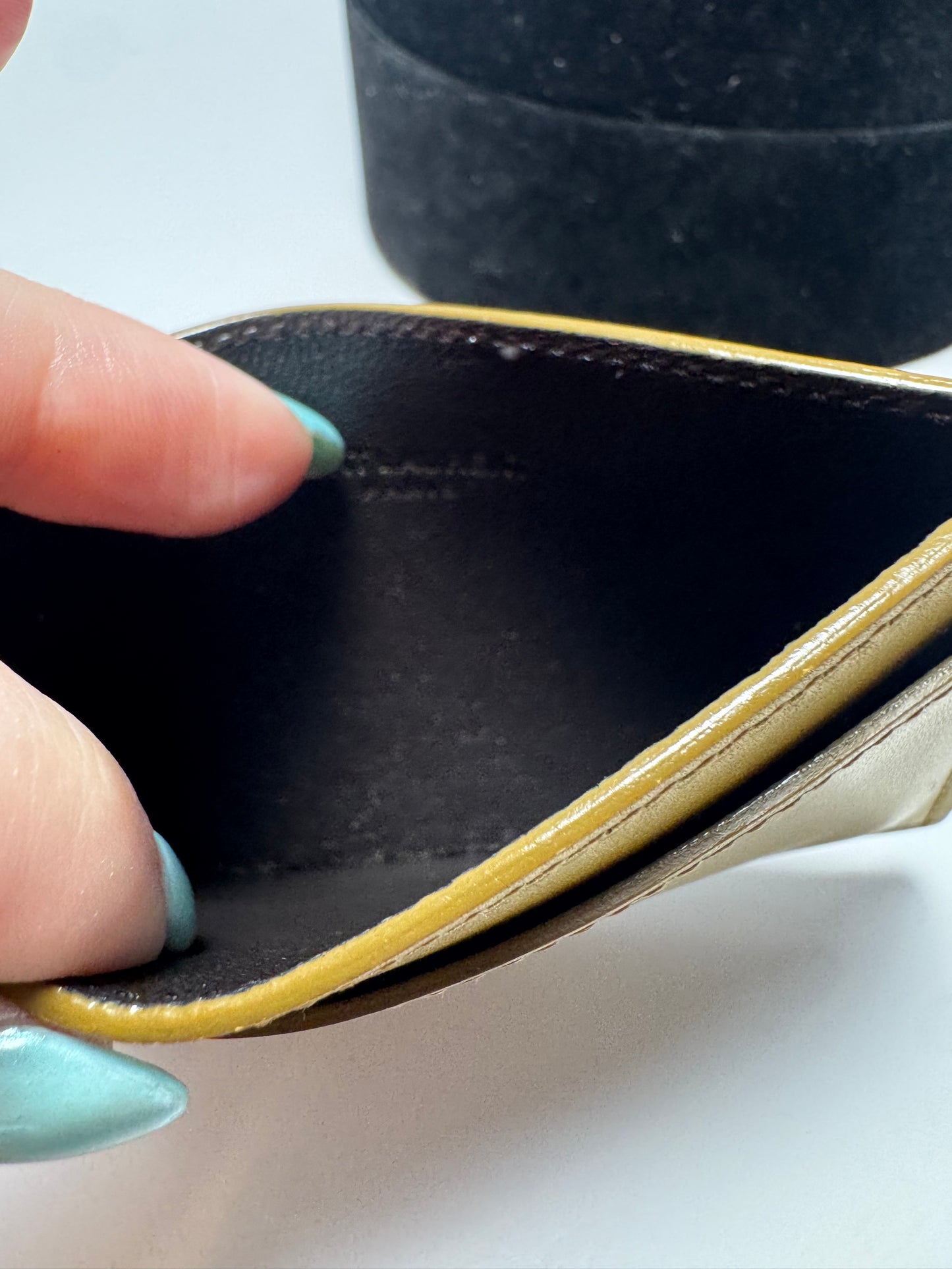 Saint Laurent Gold Leather Card Holder