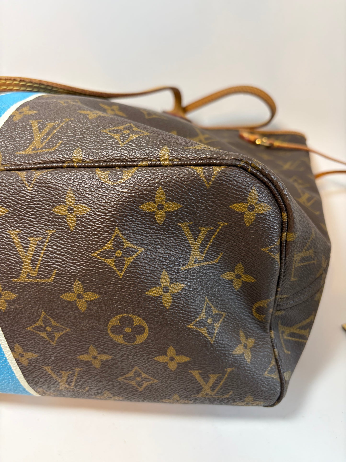 Louis Vuitton Neverfull MM Tote– My Heritage Monogram Custom Stripe & Initials Comes with Legit App COA