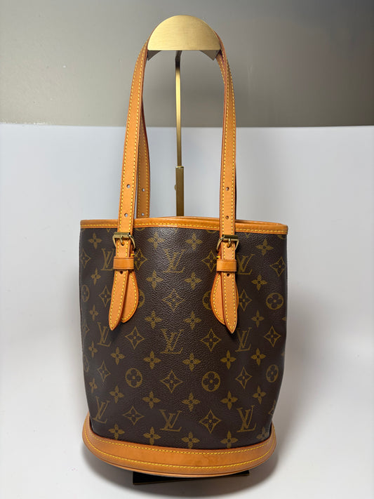 Louis Vuitton Petit Bucket PM Monogram Tote/Shoulder Bag