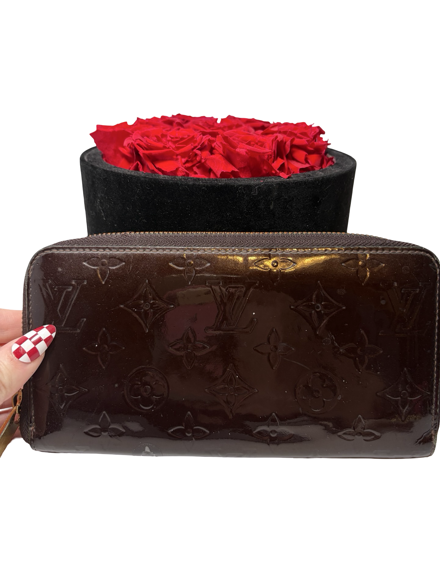 Louis Vuitton Plum Vernis Leather Zippy Wallet