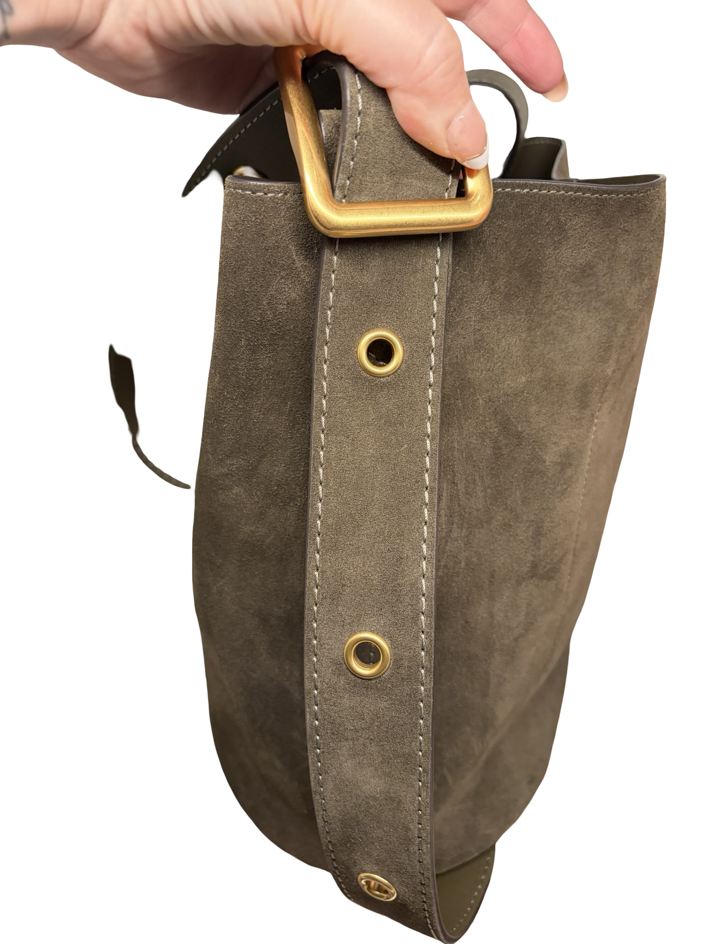 Coach Bleecker Bucket Bag Shoulder Bag with Pouch NWT In Olive Suede