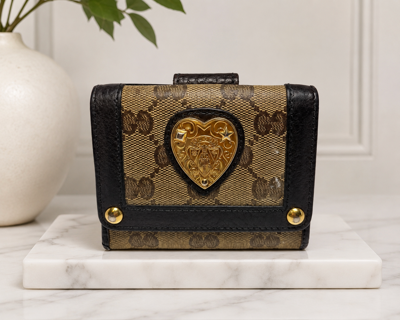 Gucci GG Babouska Canvas & leather compact wallet
