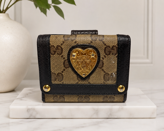 Gucci GG Babouska Canvas & leather compact wallet