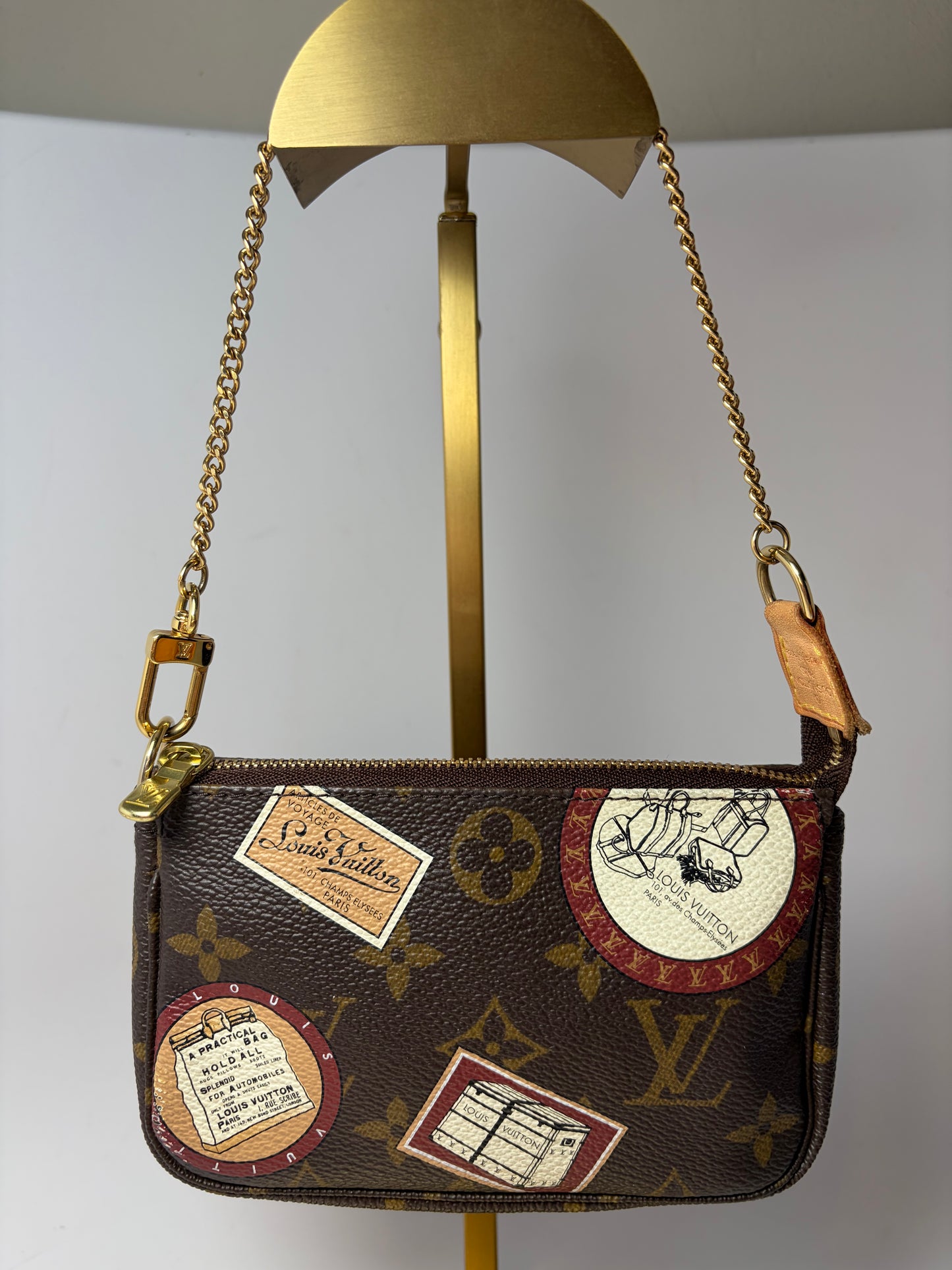 Louis Vuitton Monogram Patches Mini Pochette with Chain & COA
