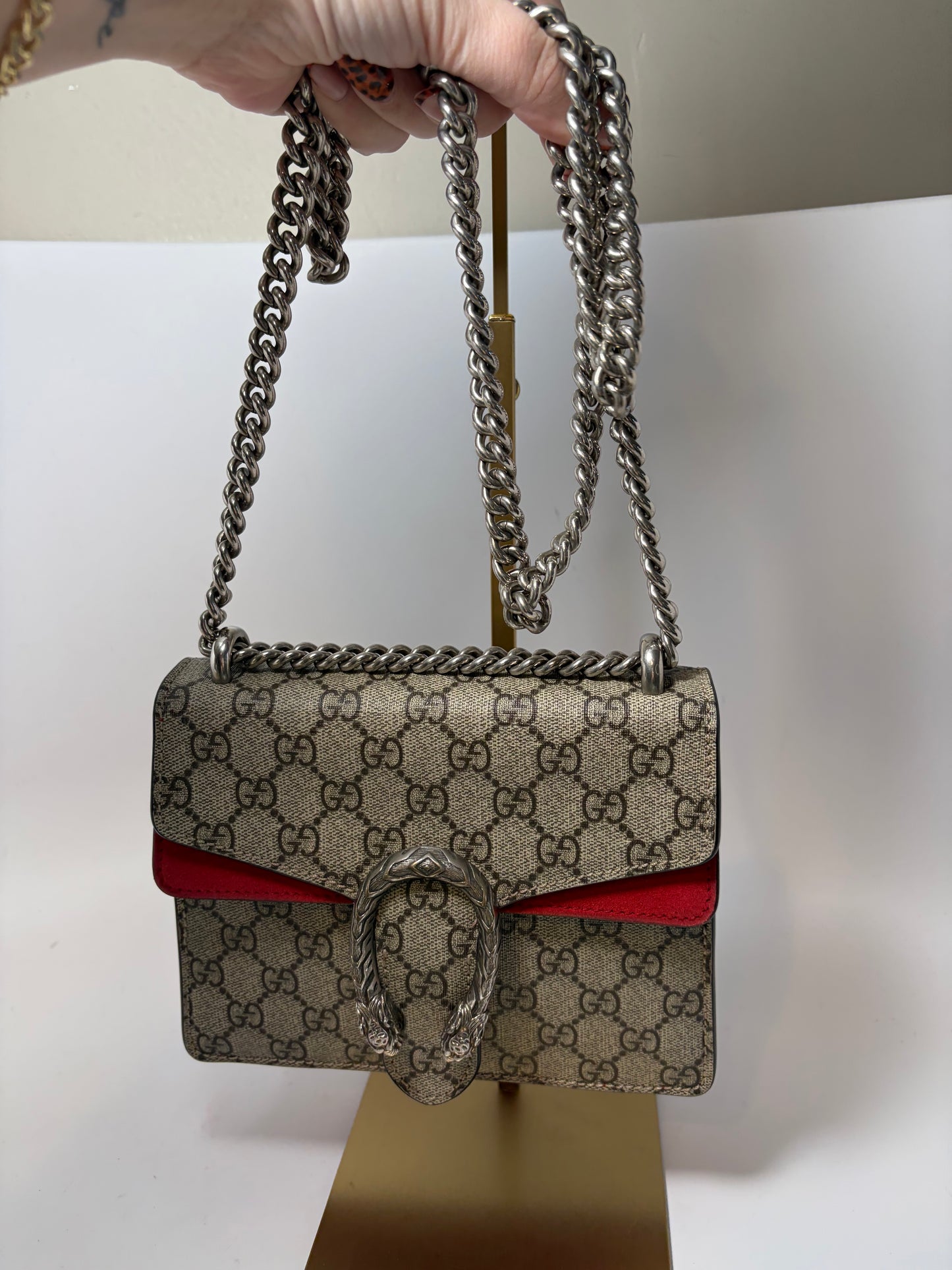Gucci GG Supreme Dionysus Mini Shoulder Bag with Chain Strap