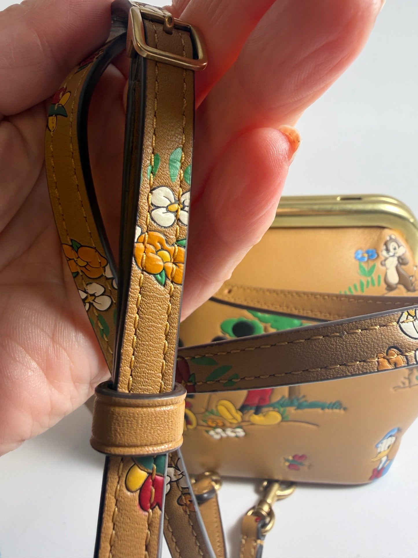Coach x Disney Mickey & Friends Honey Brown Kiss Lock Crossbody NWT