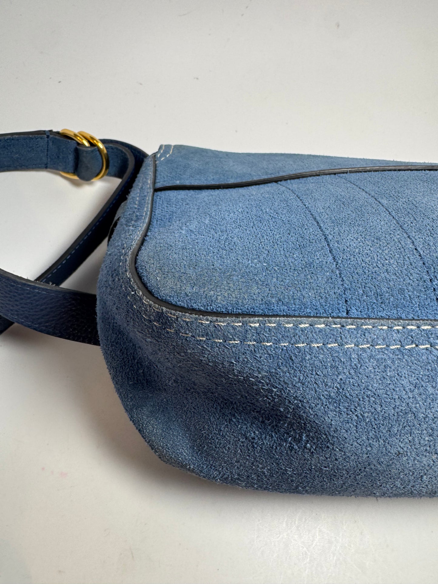 Mulberry East West Bayswater Shoulder Bag in Denim Indigo Suede & Leather – 2024 Release
