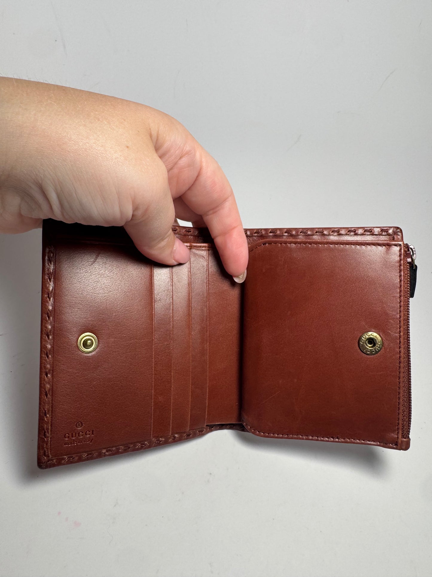 Gucci Vintage Brown Leather Western Style Wallet Bifold