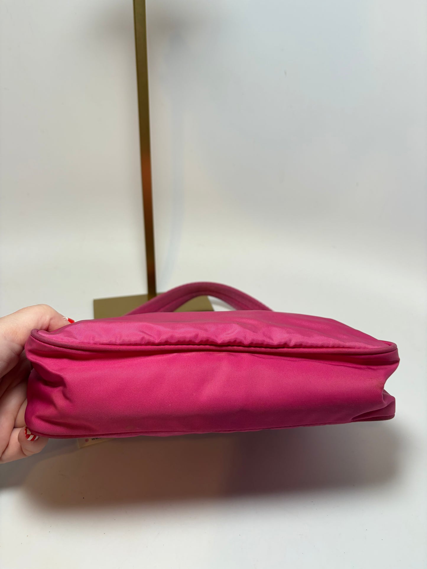 Prada Hot Pink Nylon Hobo Tessuto Mini Hand Bag