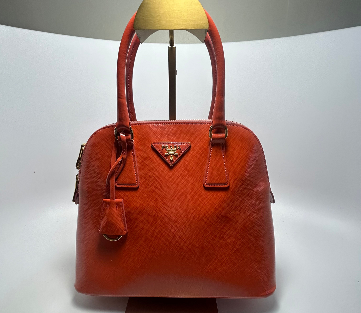 Prada Orange Small Saffiano Leather Hand Bag