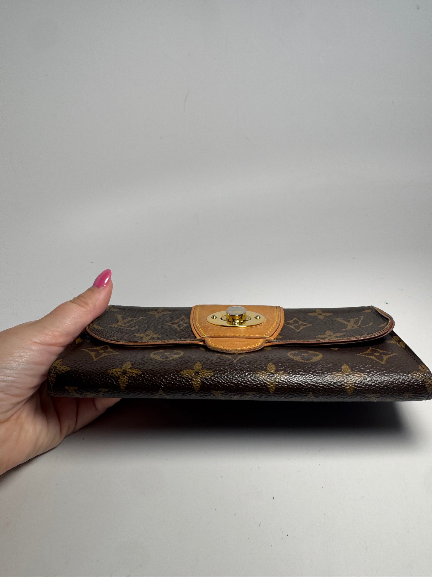 Louis Vuitton Portefeuille Boetie Wallet Turn Lock Closure Monogram & Vachetta Leather Made in Spain in 2010