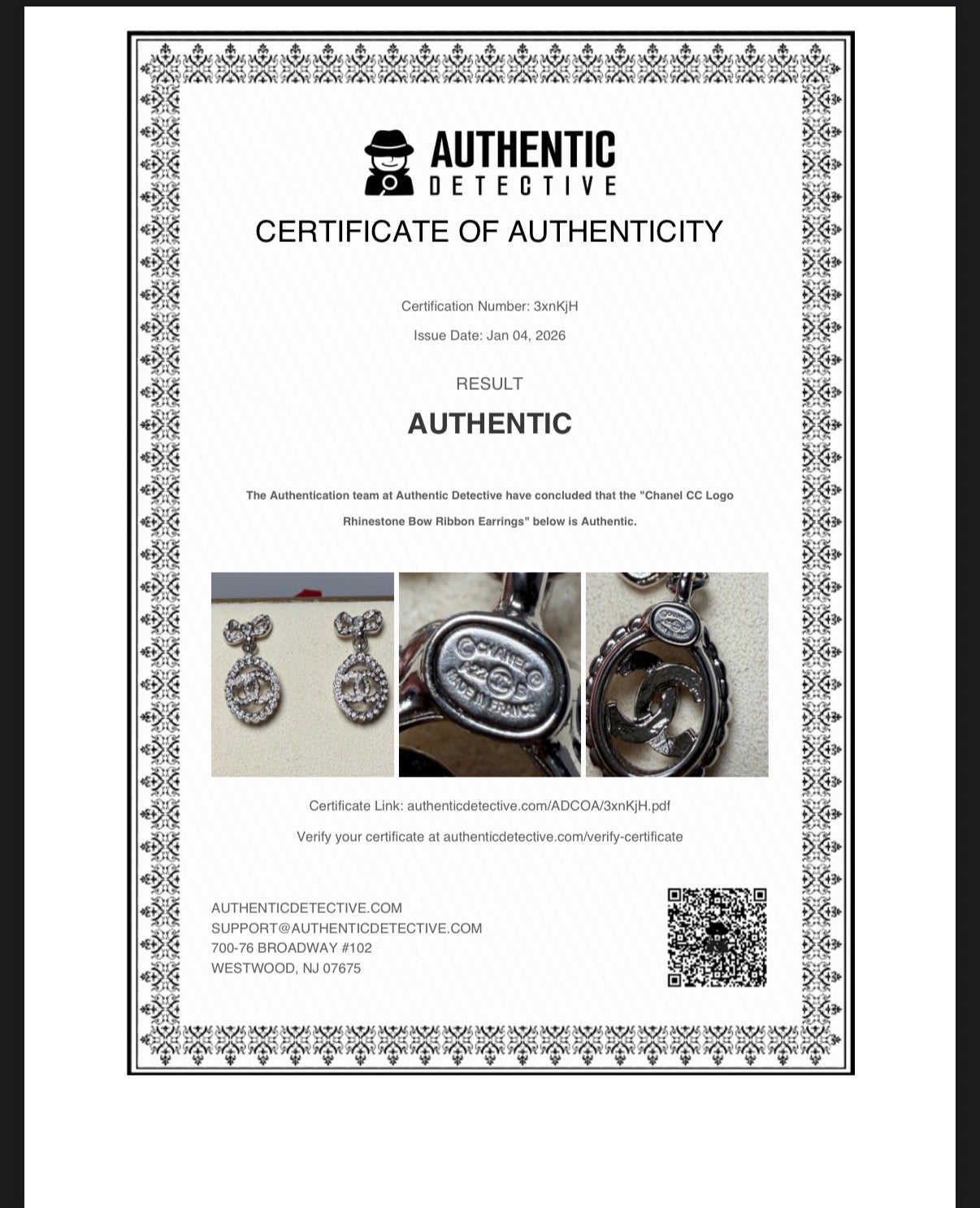 Chanel Coco Mark Ribbon Motif Crystal Post Earrings