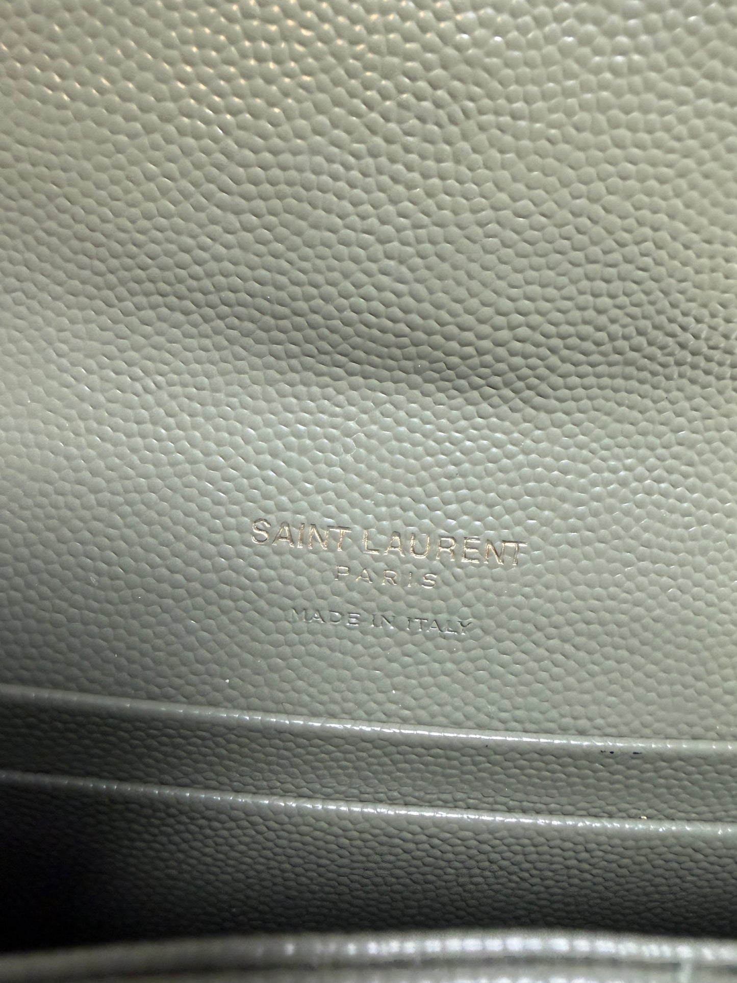Saint Laurent Grain De Poudre Matelasse Chevron Small Envelope Wallet Light Sage 2022