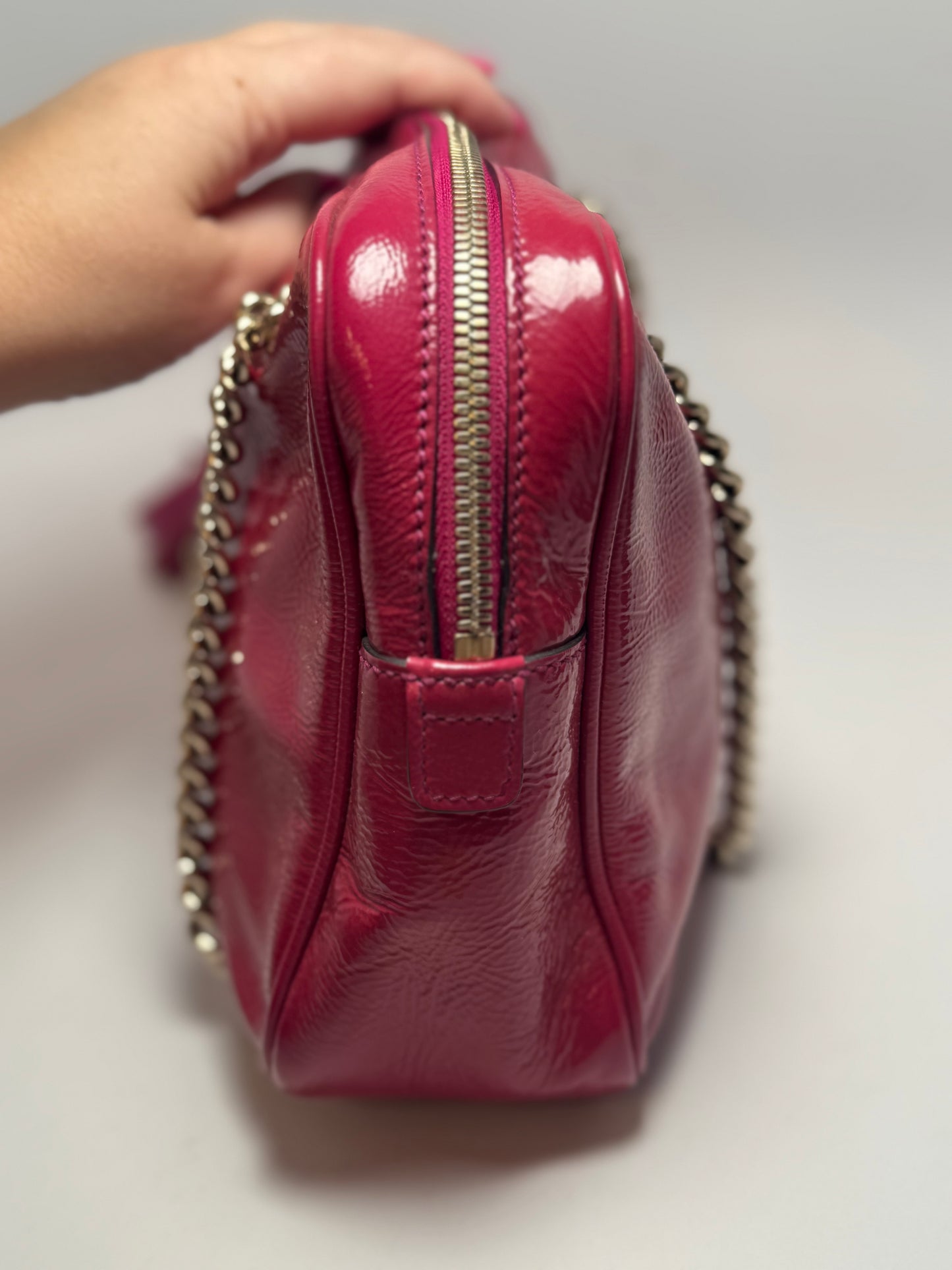 Gucci Raspberry Pink Soho Chain Strap Patent Leather