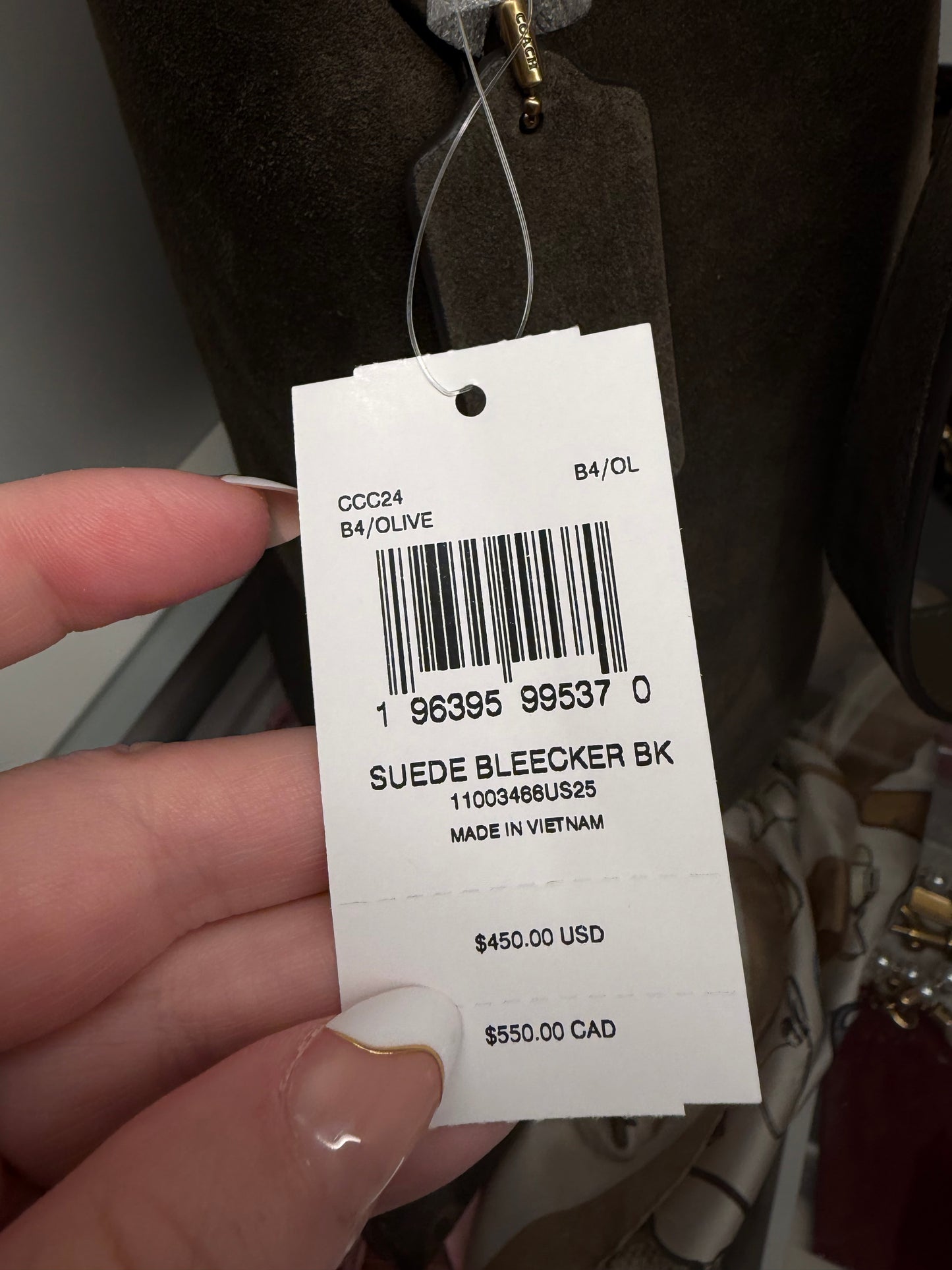 Coach Bleecker Bucket Bag Shoulder Bag with Pouch NWT In Olive Suede