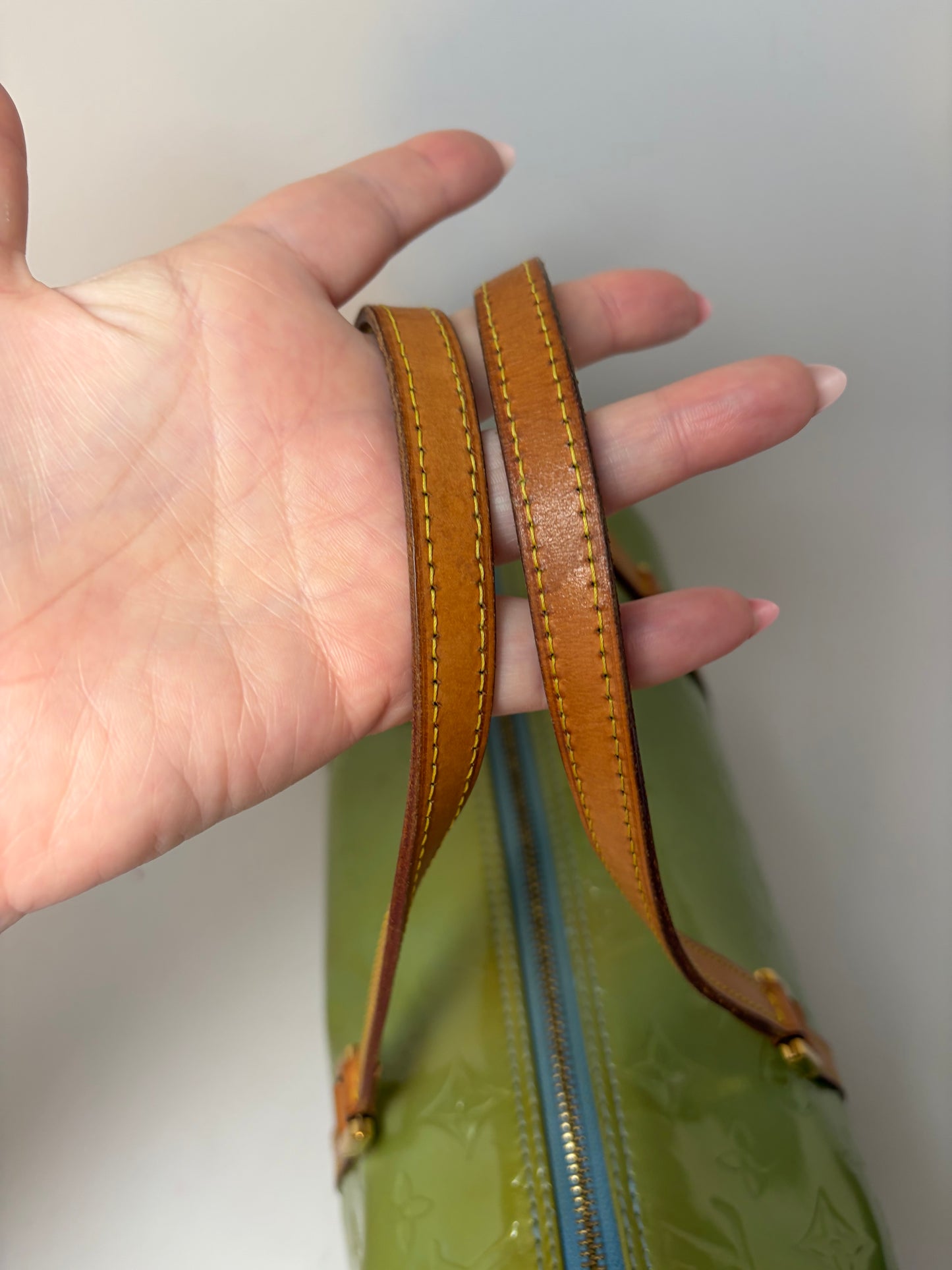 Louis Vuitton Vernis Green Monogram Papillon Bedford Bag w/Vachetta Leather