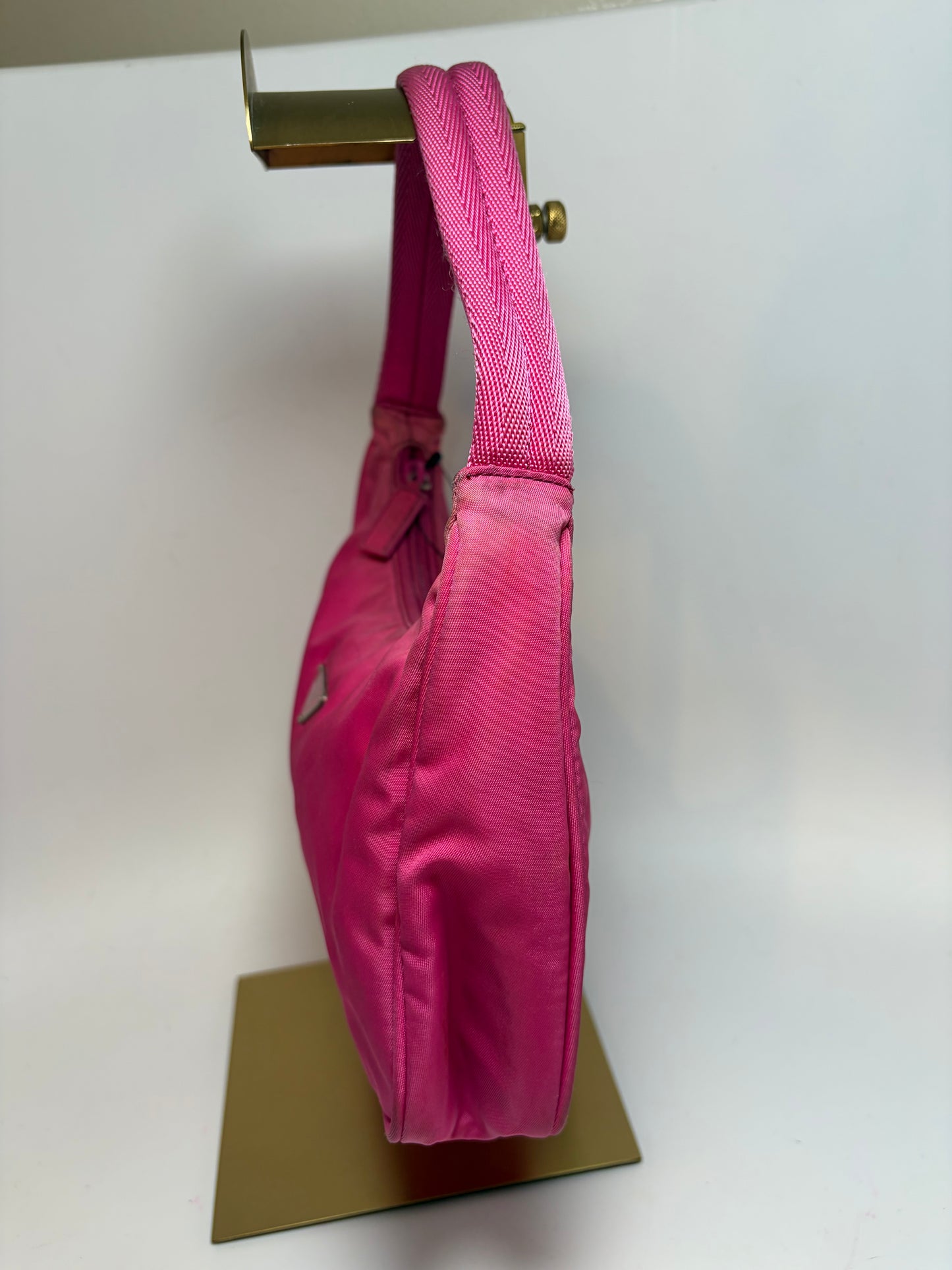 Prada Hot Pink Nylon Hobo Tessuto Mini Hand Bag