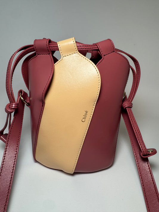 Chloé Tulip Mini Bucket Bag Pink (Faded Rose) & Cream Leather Luxury Bag