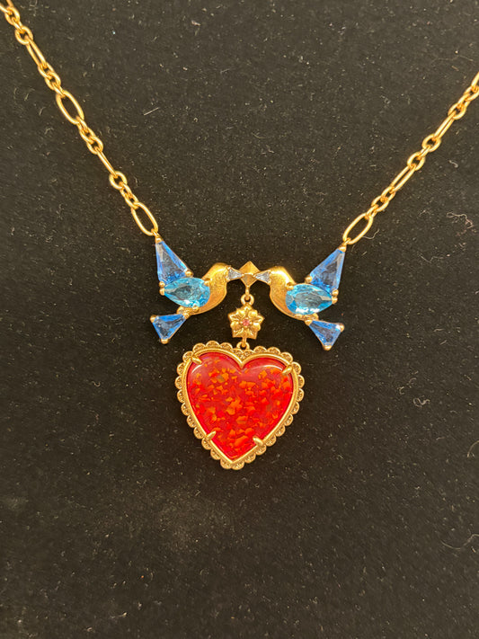 Kendra Scott x Disney Snow White Blue Birds heart Necklace