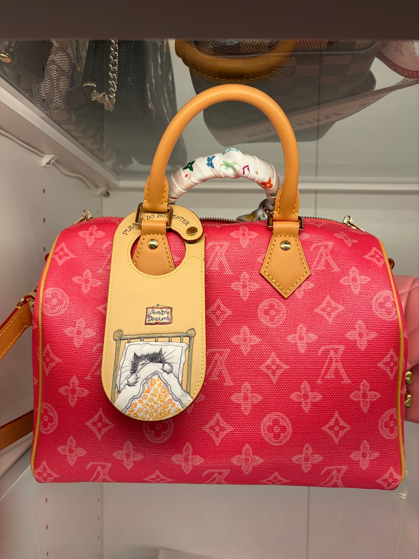 Louis Vuttiom Grace Coddington Collab Sleeping Cat “Do not disturb/enter” Bag Charm comes w/box