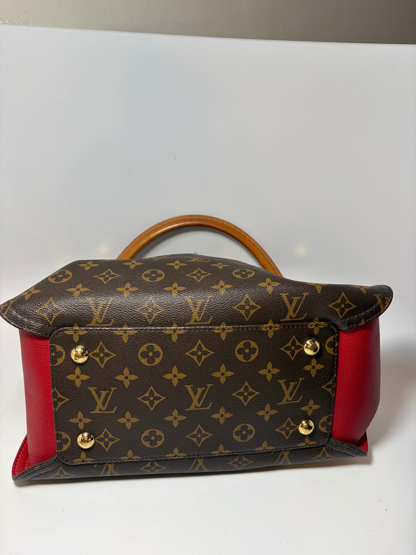 Louis Vuitton Gaia Brown Monogram Shoulder Bag w/Red Leather