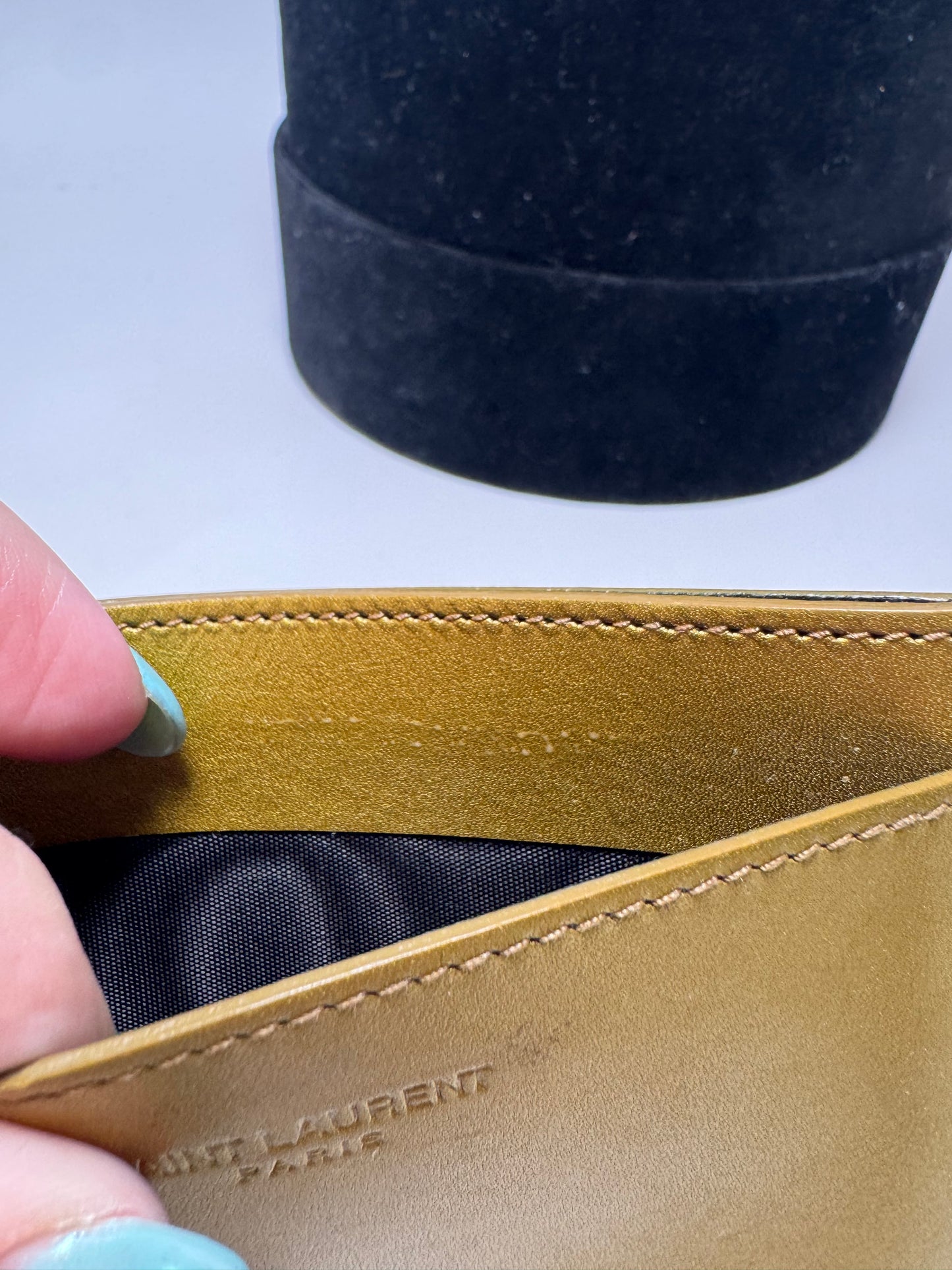 Saint Laurent Gold Leather Card Holder