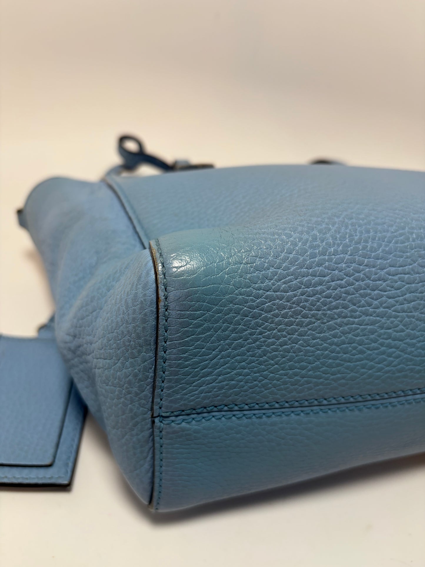 Gucci Mini Swing Tote Baby Blue Pebble Leather w/Crossbody Strap