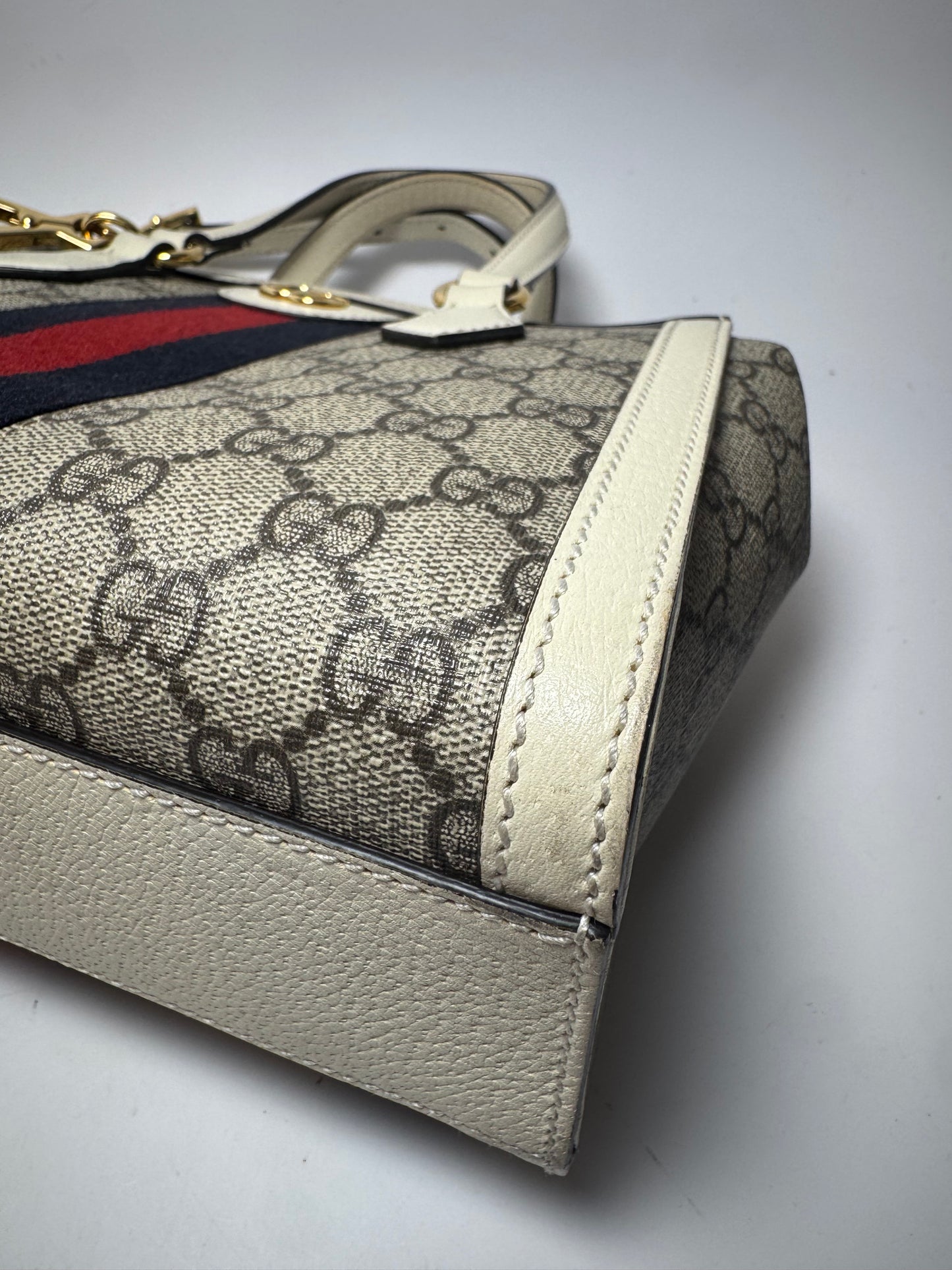 Gucci Ophidia Small GG Tote Leather & Canvas Crossbody Strap