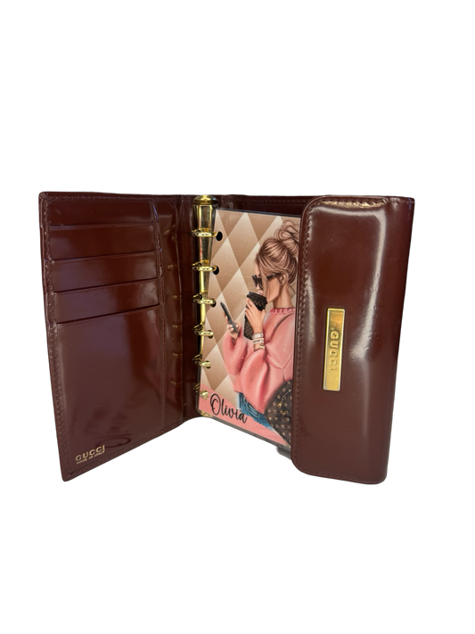 Gucci Mini Agenda Planner/Wallet GUC Red Burgundy Leather Vintage Designer