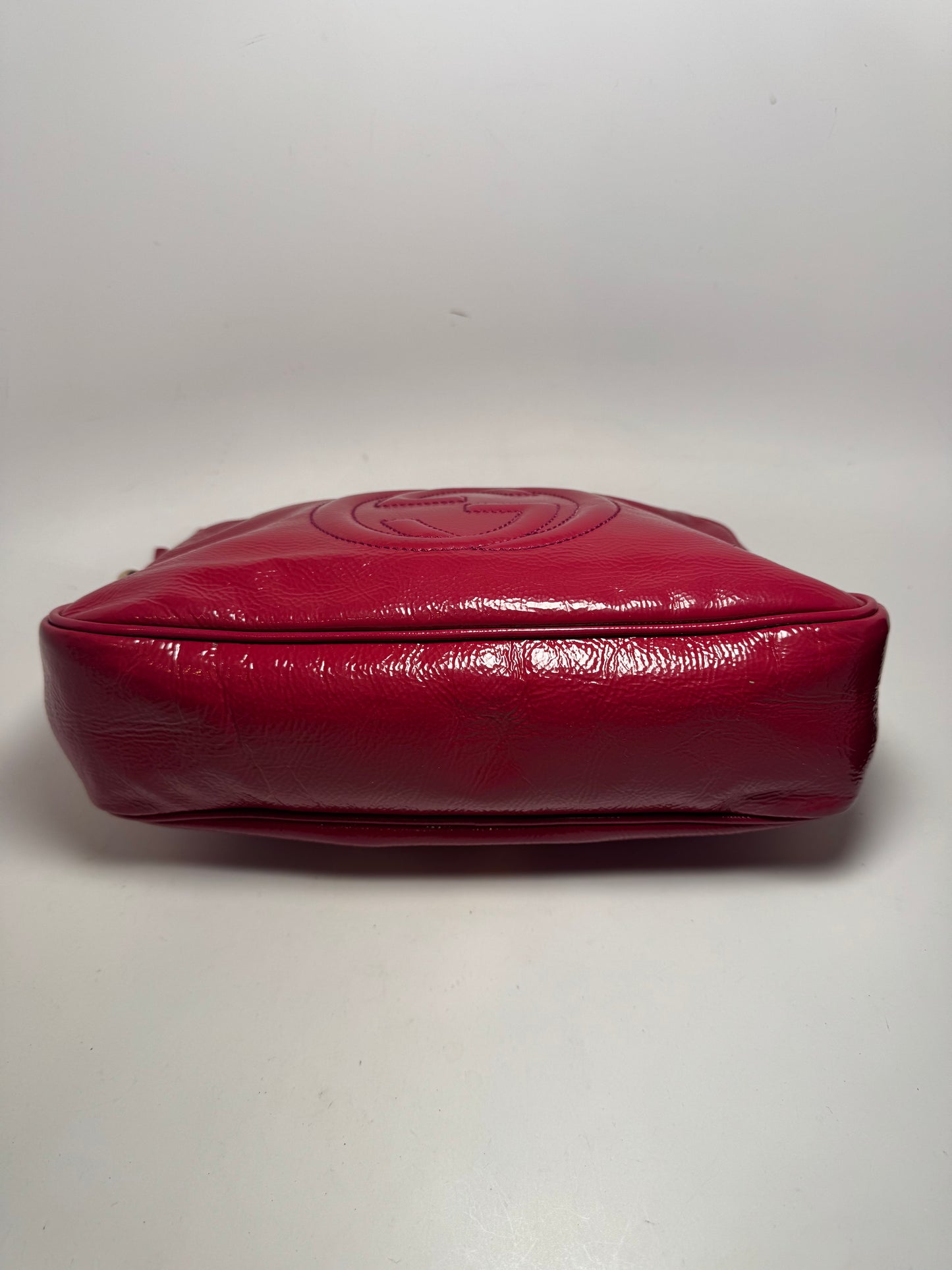 Gucci Raspberry Pink Soho Chain Strap Patent Leather
