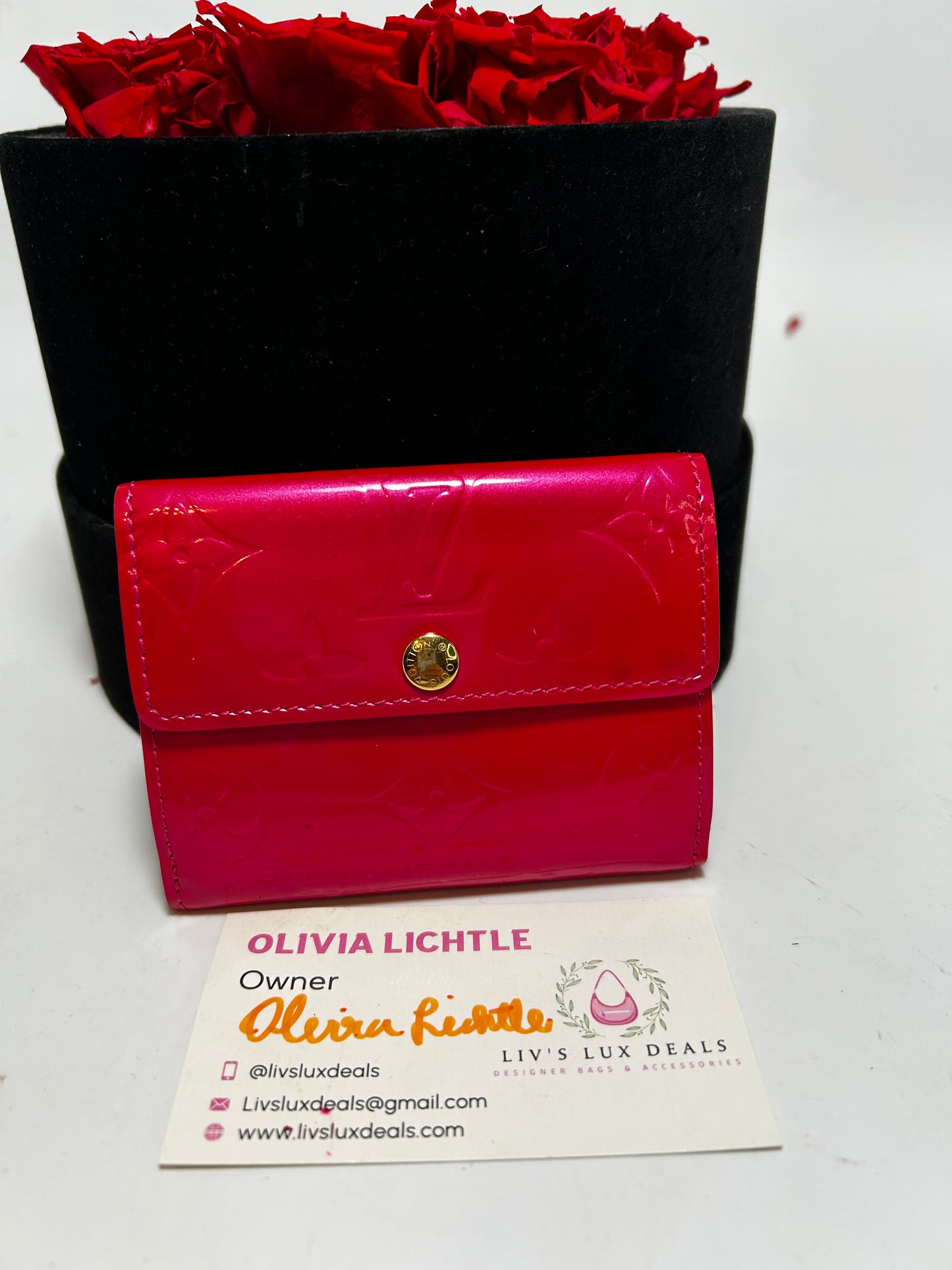 Louis Vuitton Pink Vernis Leather Wallet