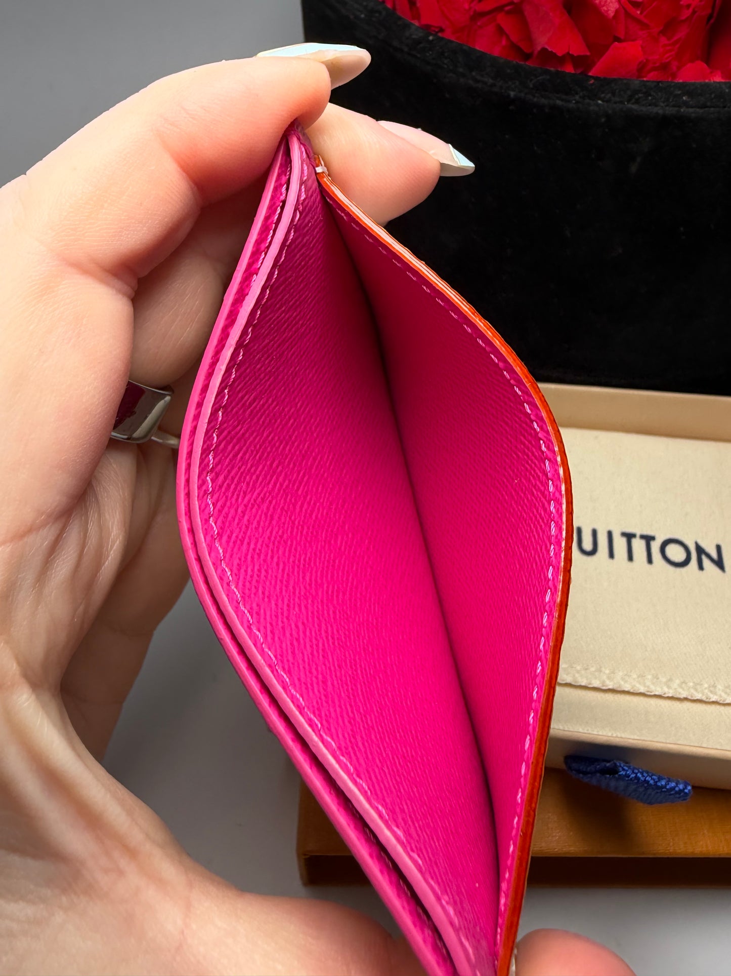 Louis Vuitton LV x TM White Multicolor & Hot Pink Card Case Murakami NWT