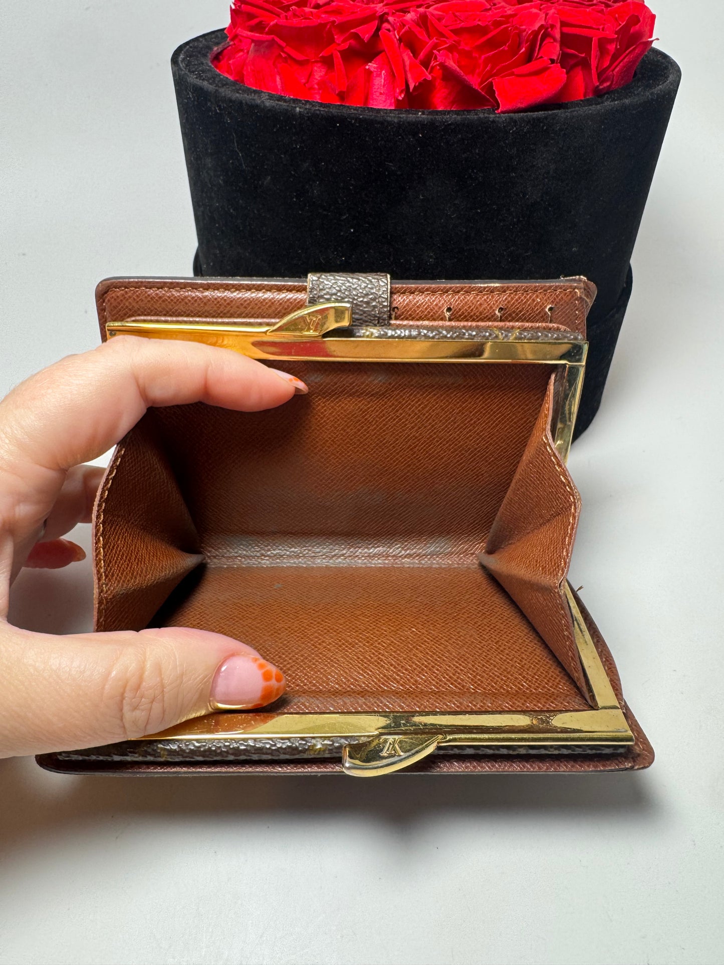 Louis Vuitton French Purse Kiss Lock Monogram Wallet- Fair Condition